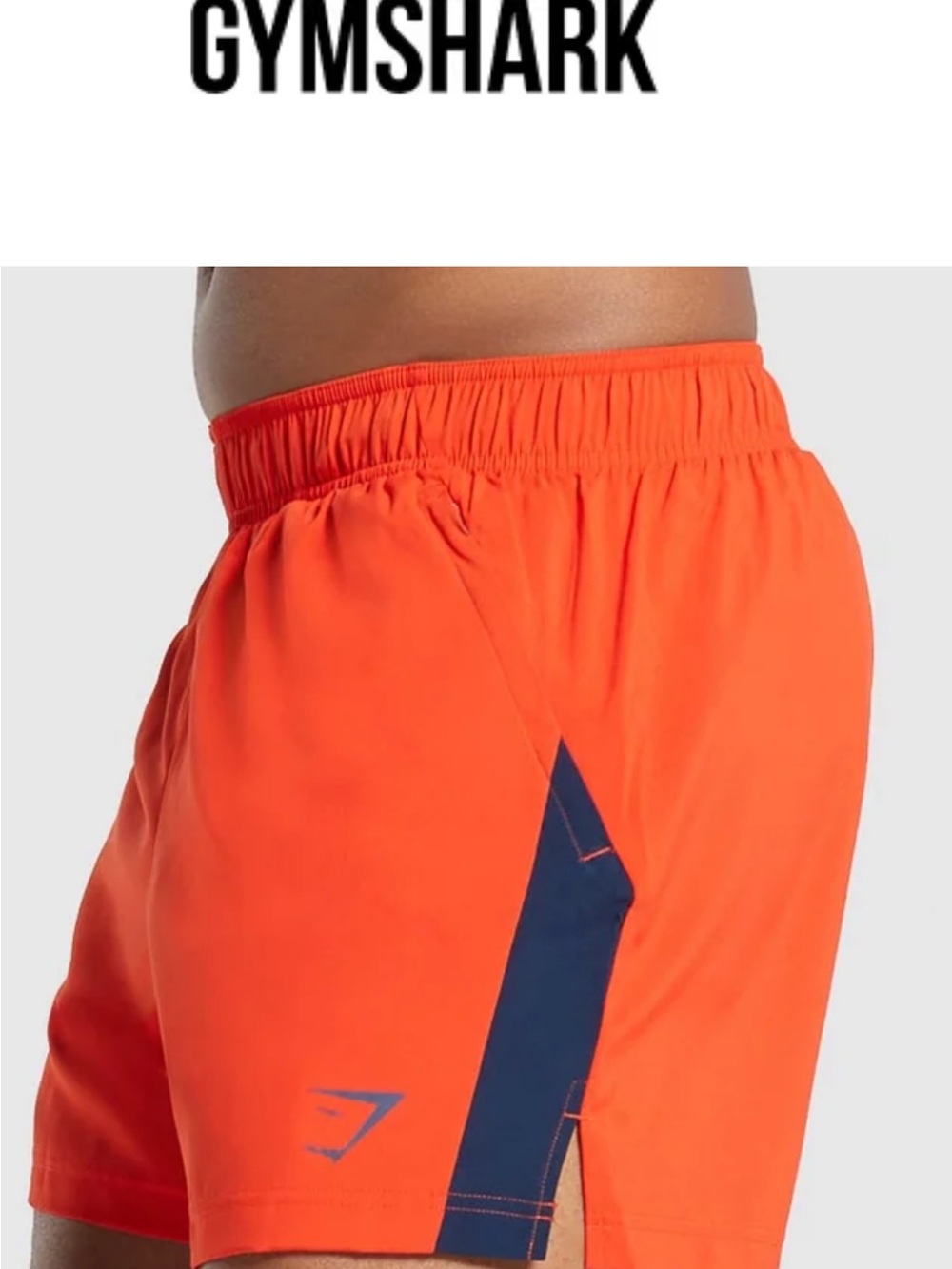 Gymshark Bright Orange Shorts with Navy Side Panel - XS